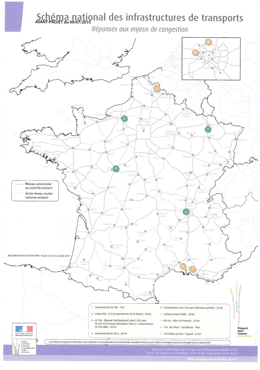 Avant Projet du SNIT de juillet 2010 -Carte des réponses aux enjeux de congestion Avant Projet du SNIT de juillet 2010 -Carte des réponses aux enjeux de congestion