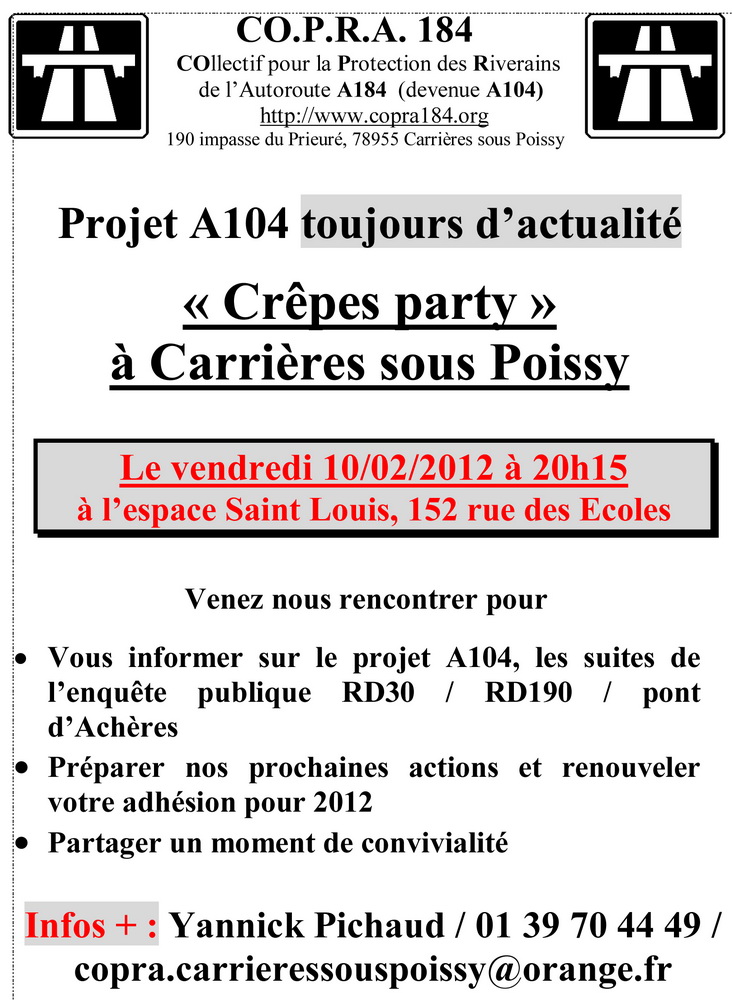 Convocation "Crêpe party" Carrières-sous-Poissy