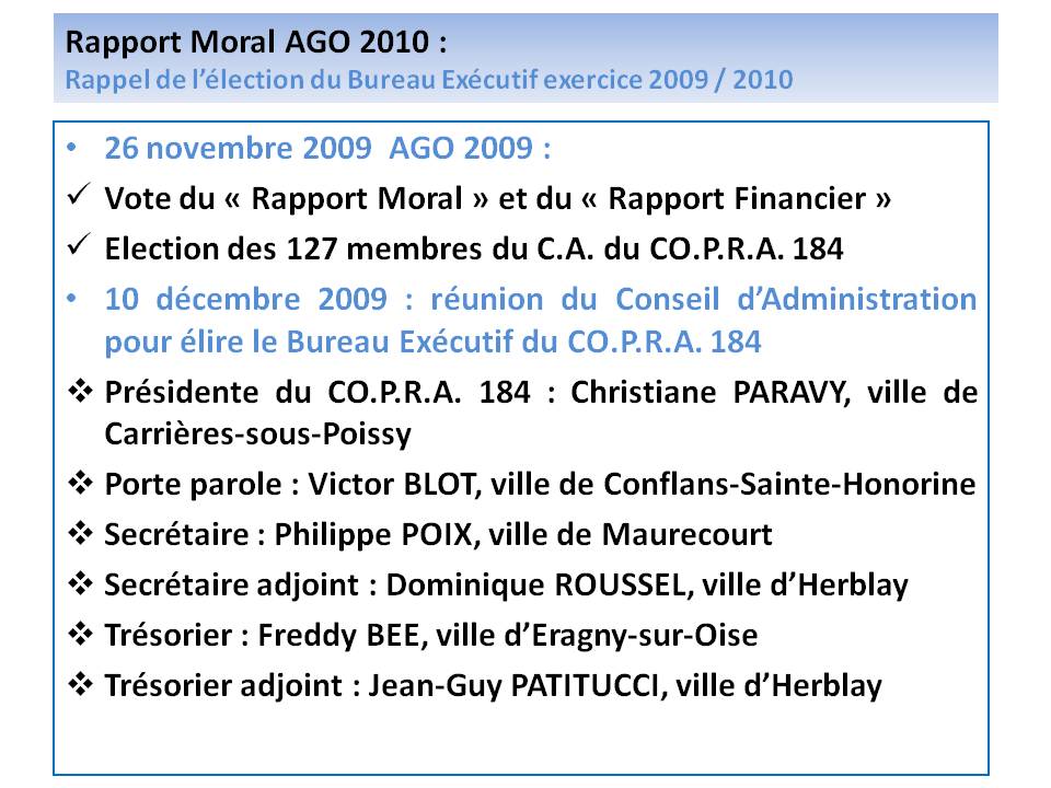 Election Bureau 2009/2010