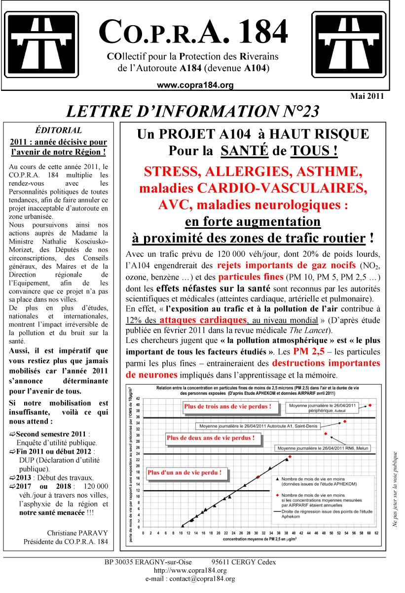 Lettre d'Information COPRA 184 n°23 Lettre d'Information COPRA 184 n°23 - recto