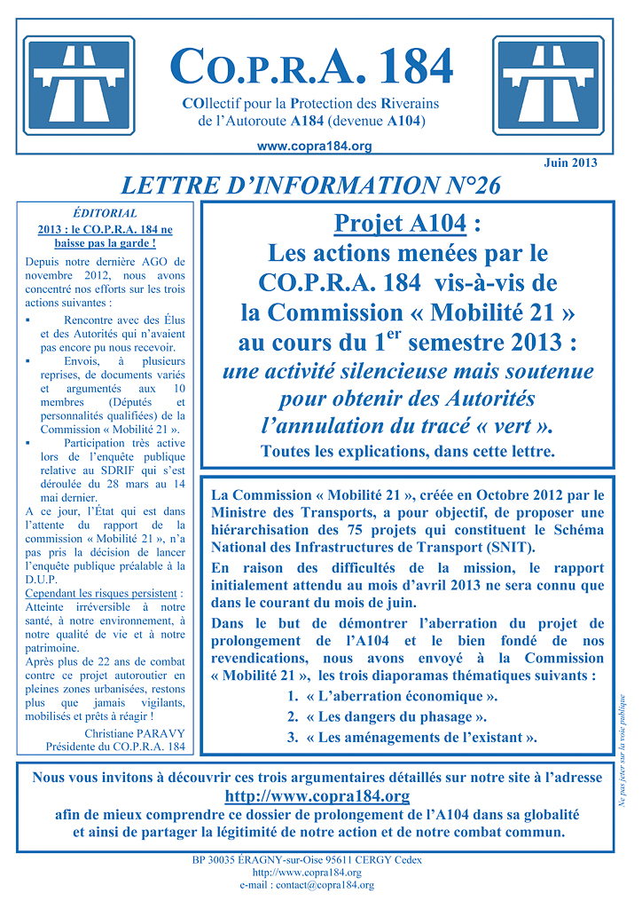 Lettre information COPRA 184 n° 26 juin 2013_recto