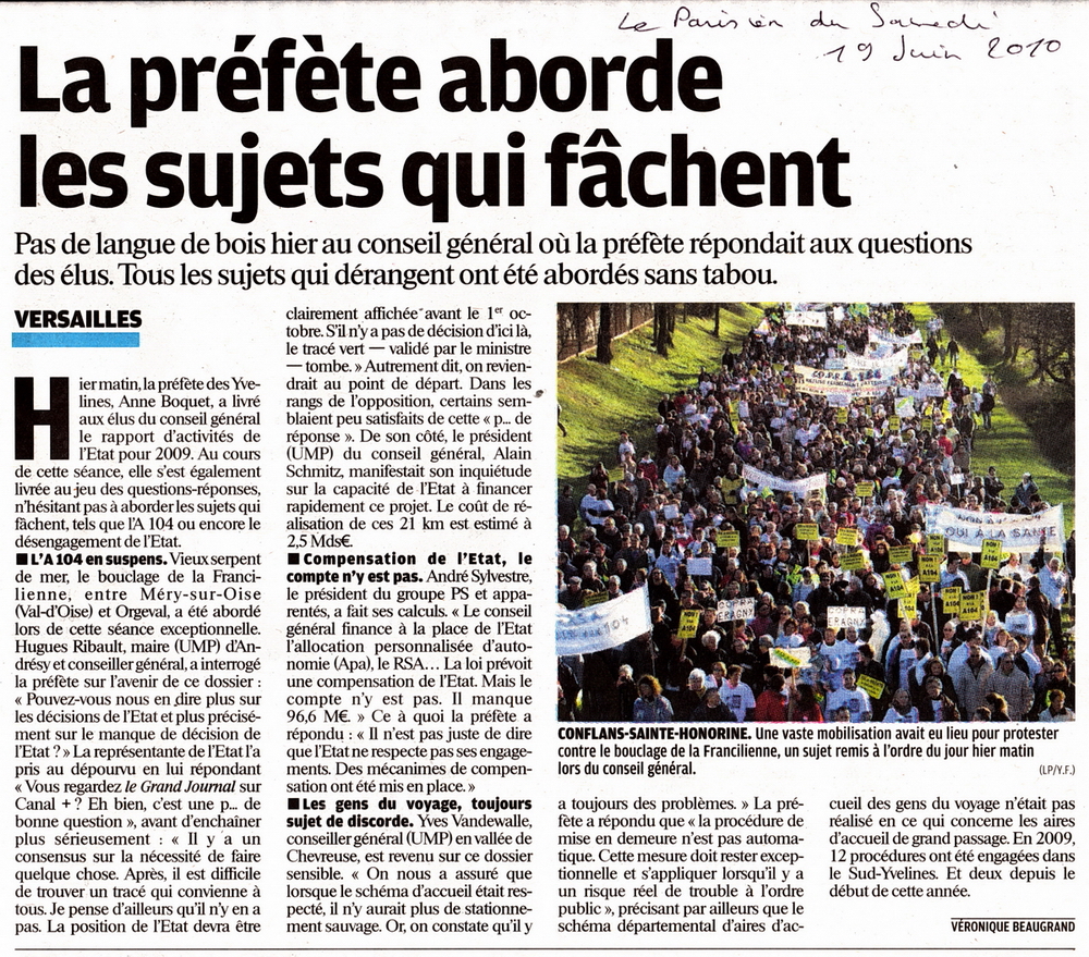 Article du PARISIEN du 19 juin 2010 Article du PARISIEN du 19 juin 2010