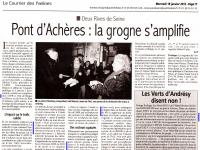 Le Courrier des Yvelines du mercredi 18 janvier 2012 - Pont d'Achères : la grogne s'amplifie