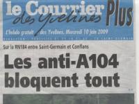 Le Courrier Plus gratuit Merc10Juin09: "Les Anti A104 bloquent tout"